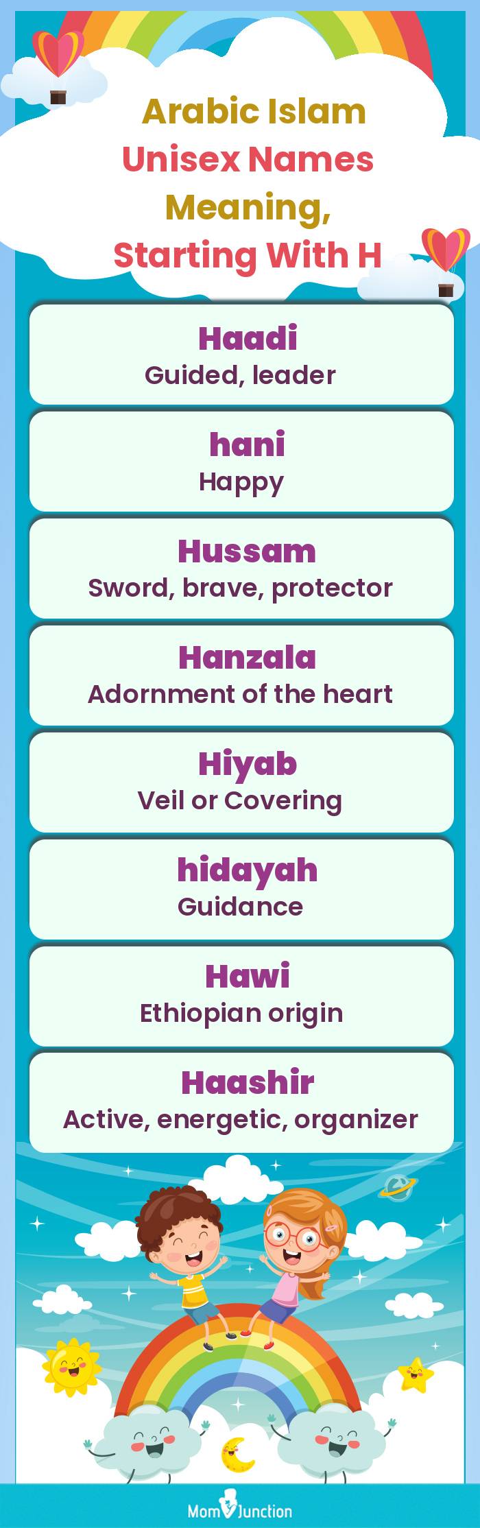  Arabic Islam Unisex Names Meaning, Starting With H(infographic)