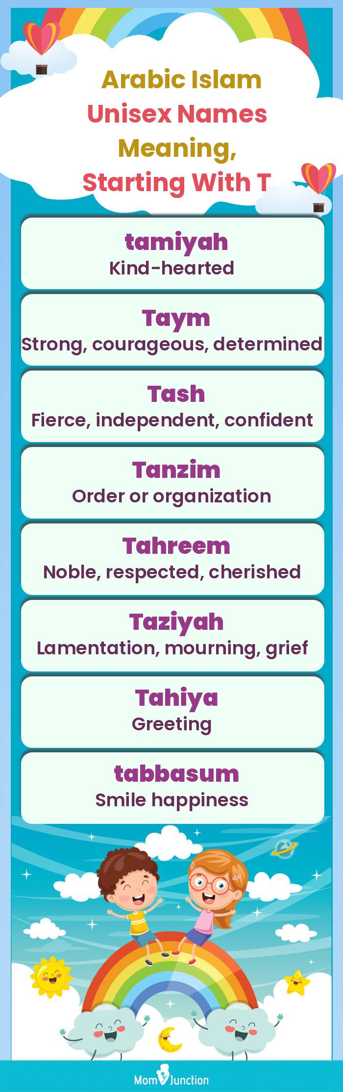  Arabic Islam Unisex Names Meaning, Starting With T(infographic)