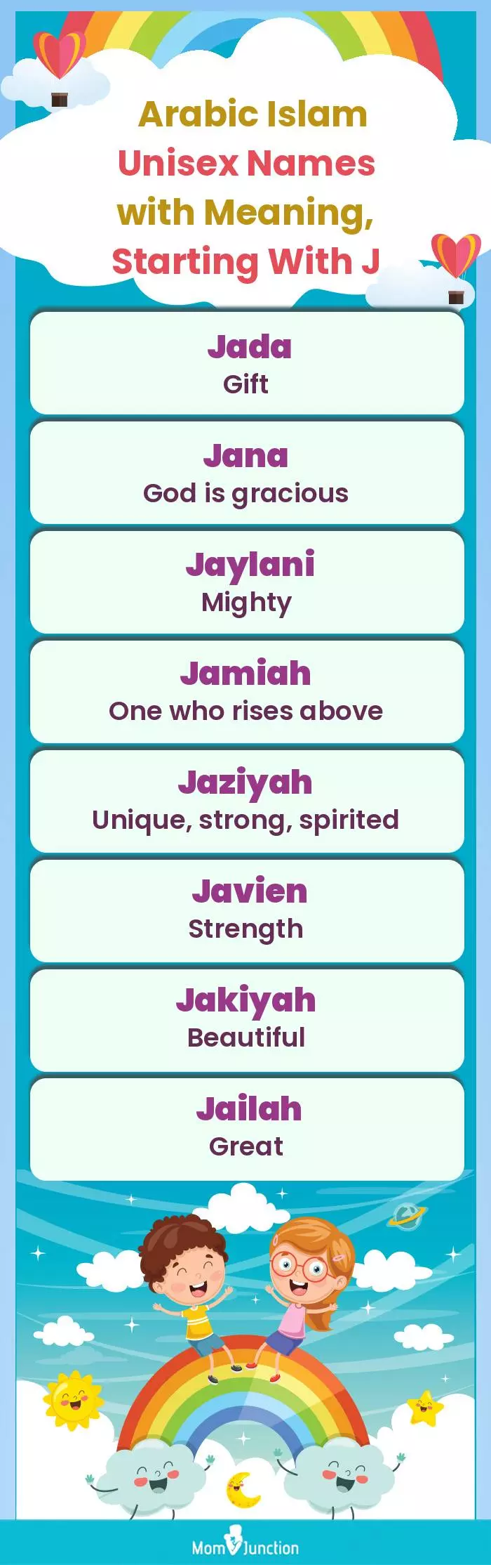  Arabic Islam Unisex Names with Meaning, Starting With J(infographic)