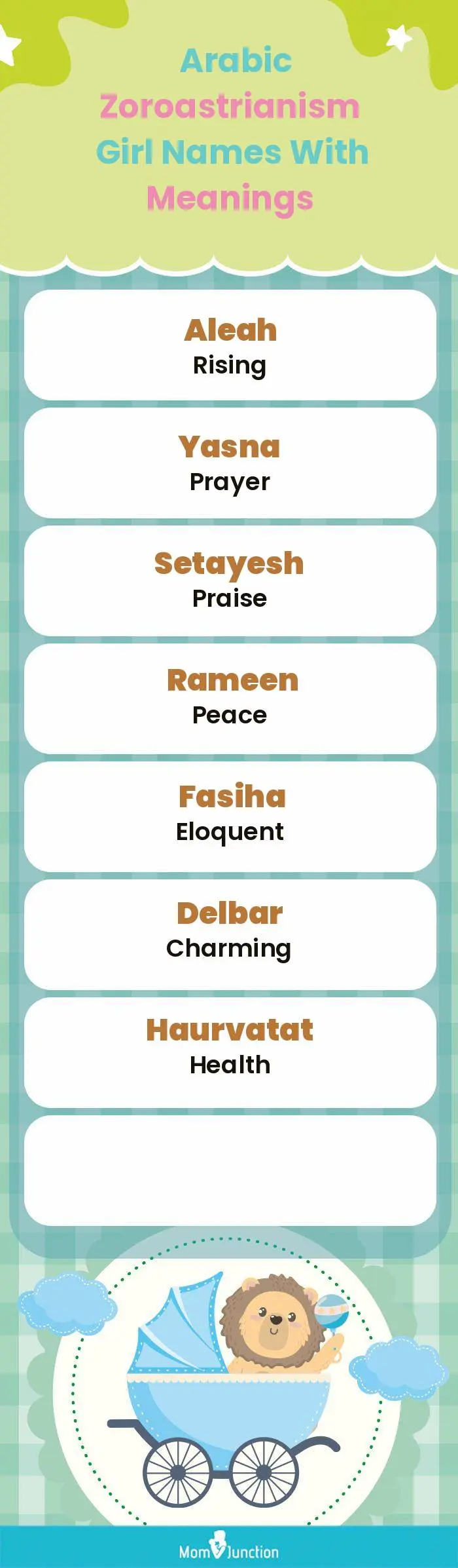  Arabic Zoroastrianism Girl Names with Meanings(infographic)