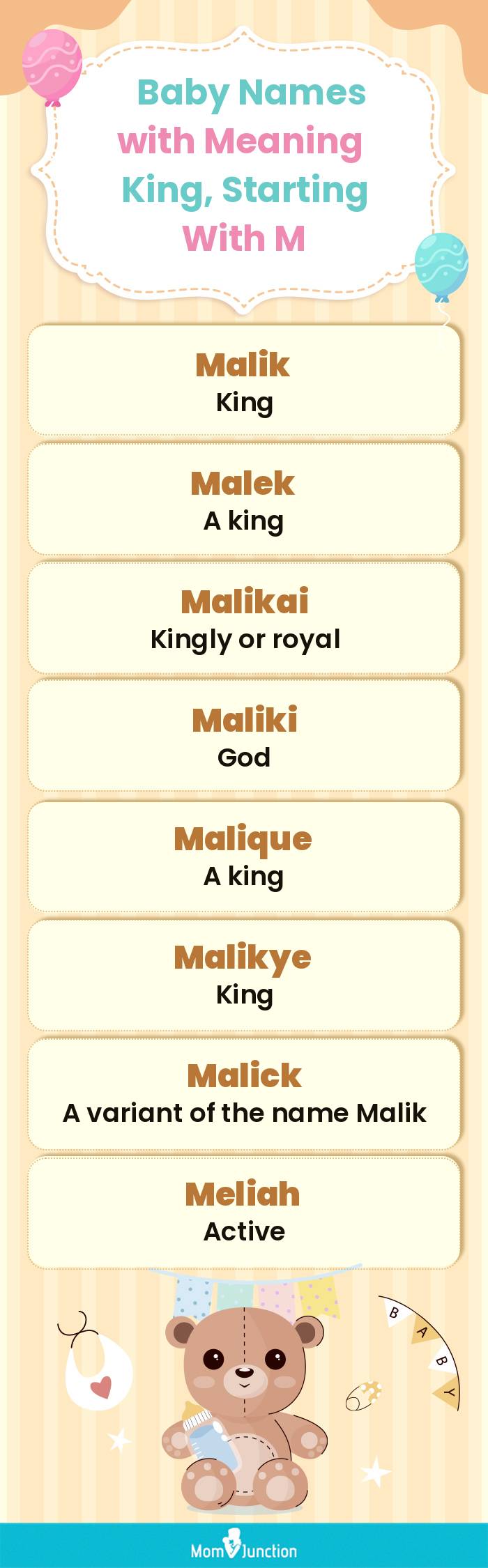  Baby Names with Meaning King, Starting With M(infographic)