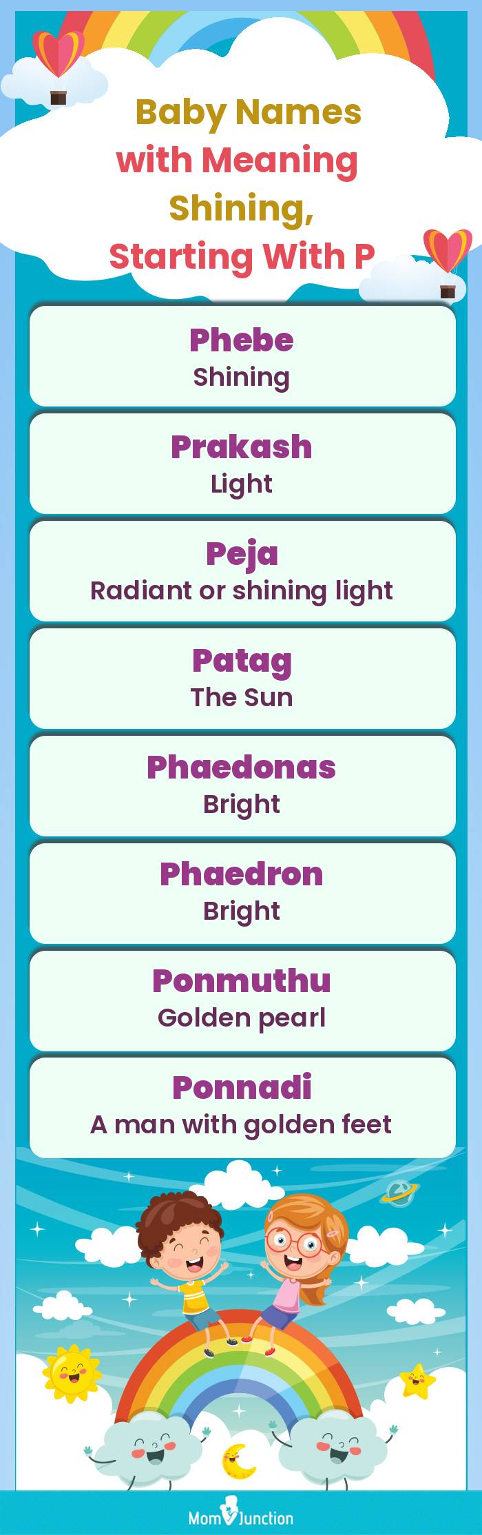  Baby Names with Meaning Shining, Starting With P(infographic)