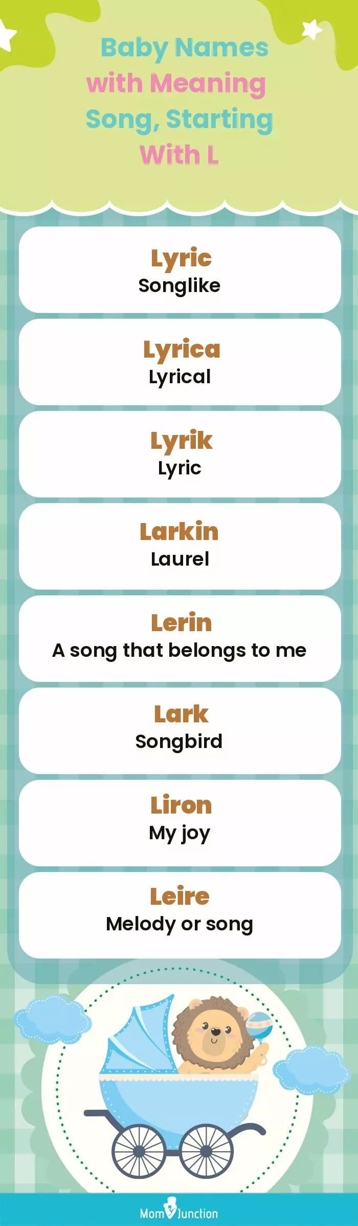  Baby Names with Meaning Song, Starting With L(infographic)