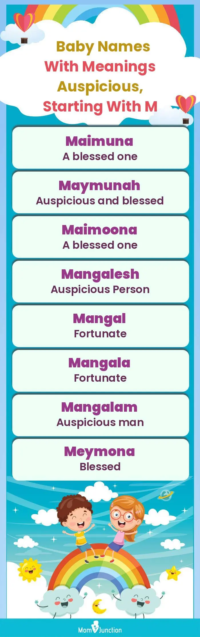  Baby Names with Meanings Auspicious, Starting With M(infographic)