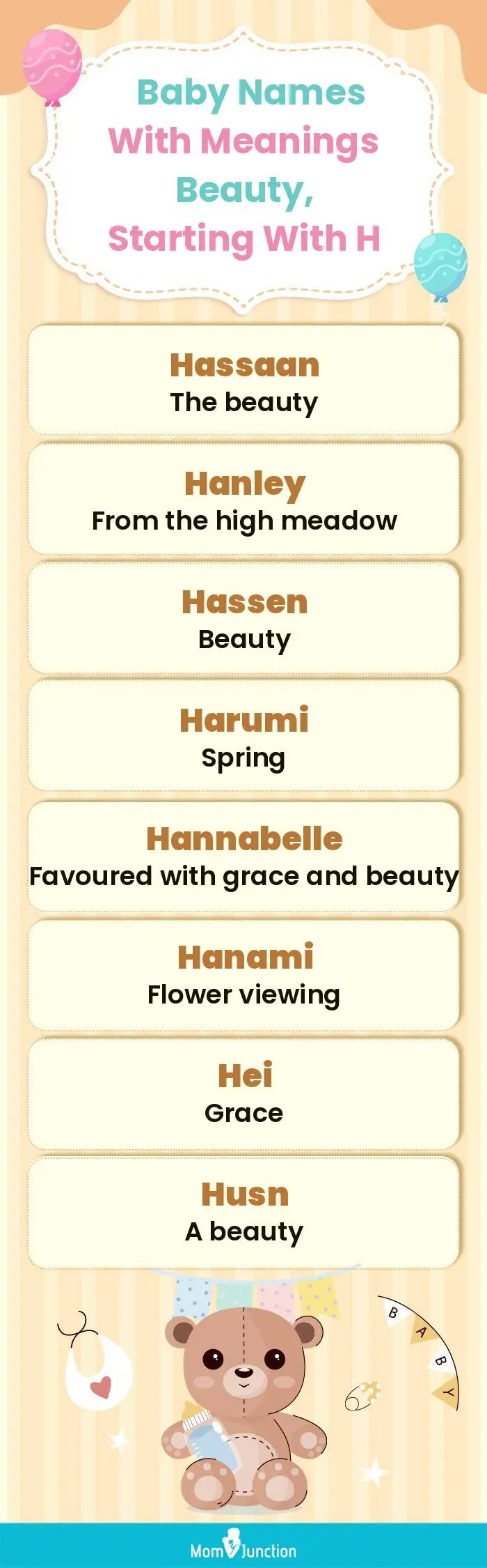  Baby Names with Meanings Beauty, Starting With H(infographic)