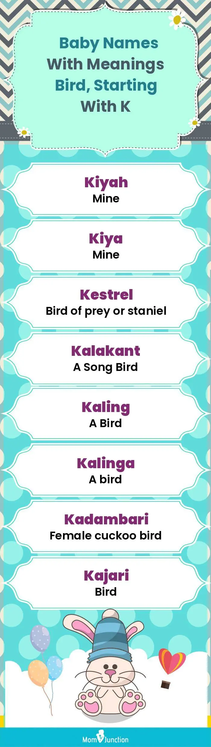  Baby Names with Meanings Bird, Starting With K(infographic)