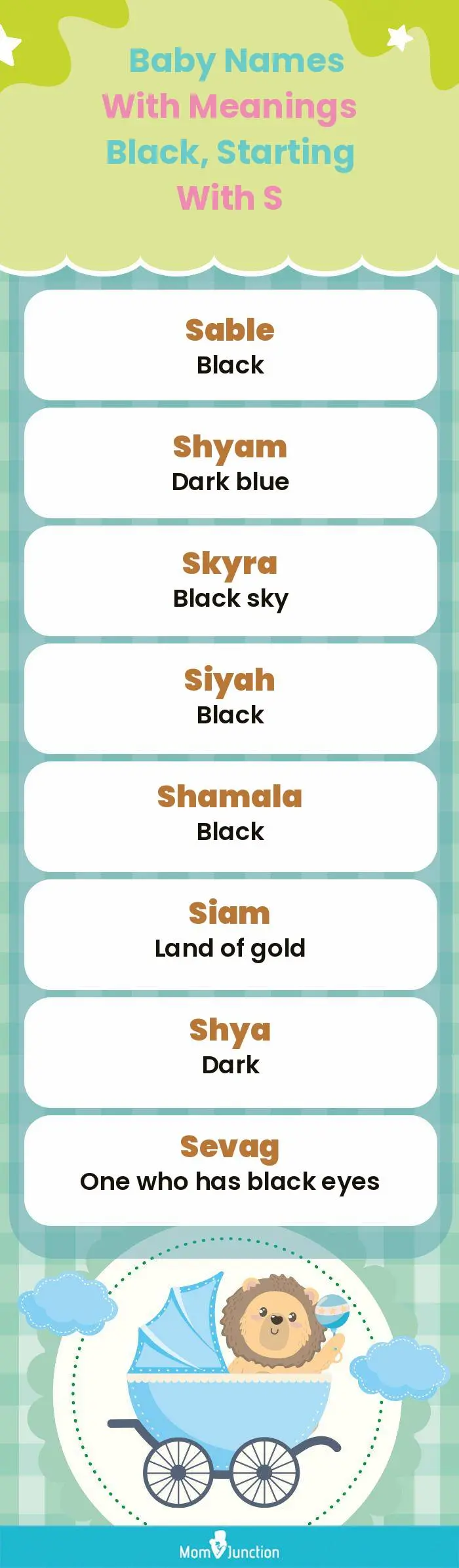  Baby Names with Meanings Black, Starting With S(infographic)