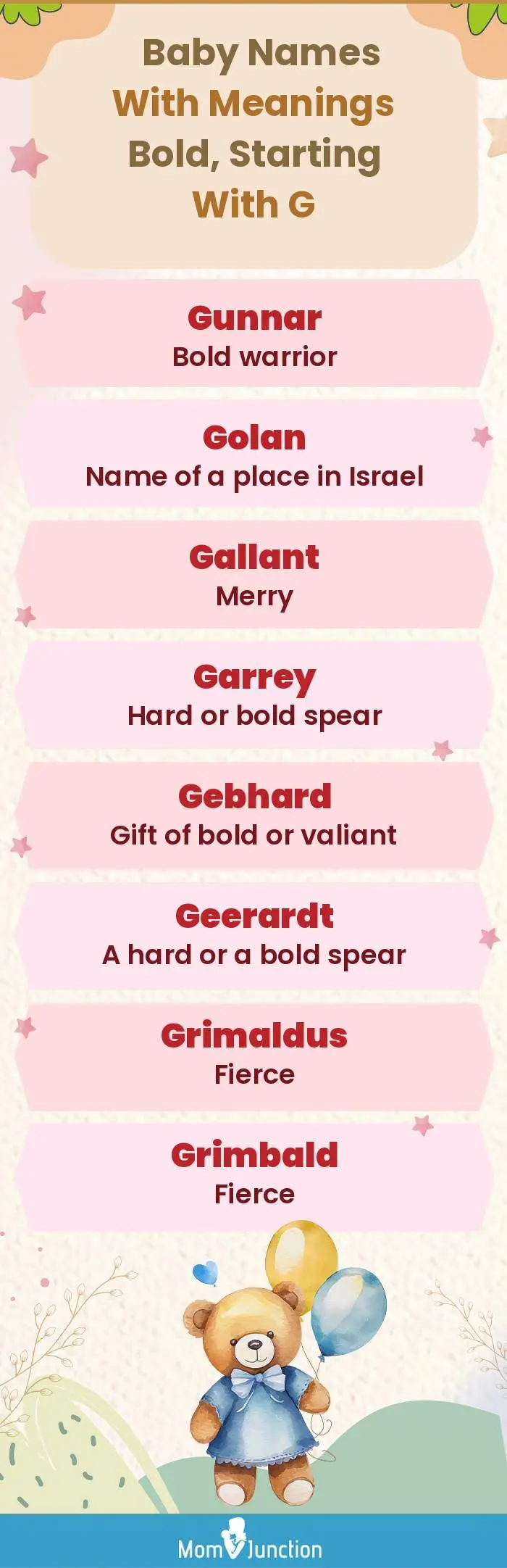  Baby Names with Meanings Bold, Starting With G(infographic)