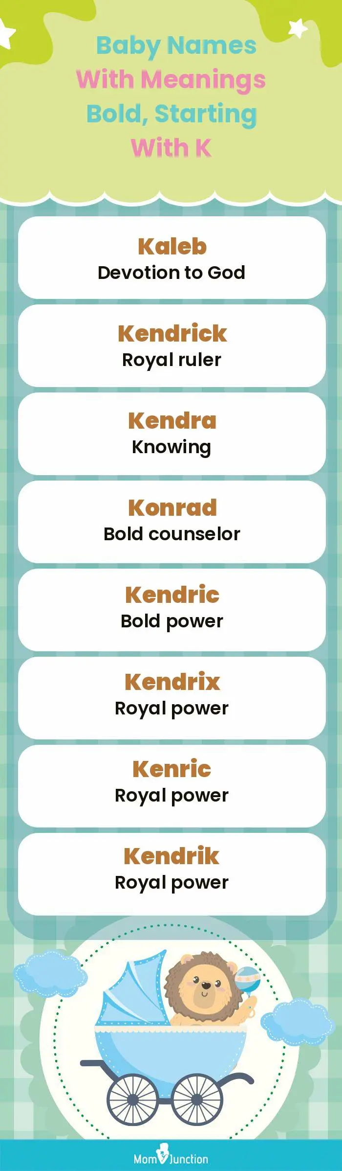  Baby Names with Meanings Bold, Starting With K(infographic)