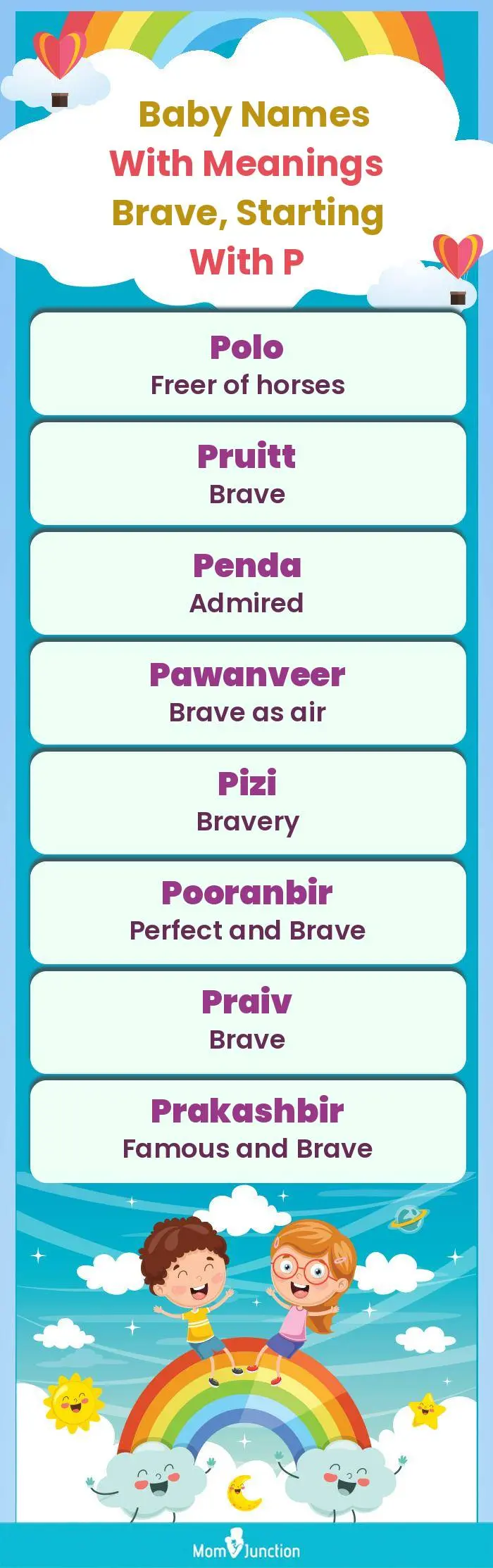  Baby Names with Meanings Brave, Starting With P(infographic)