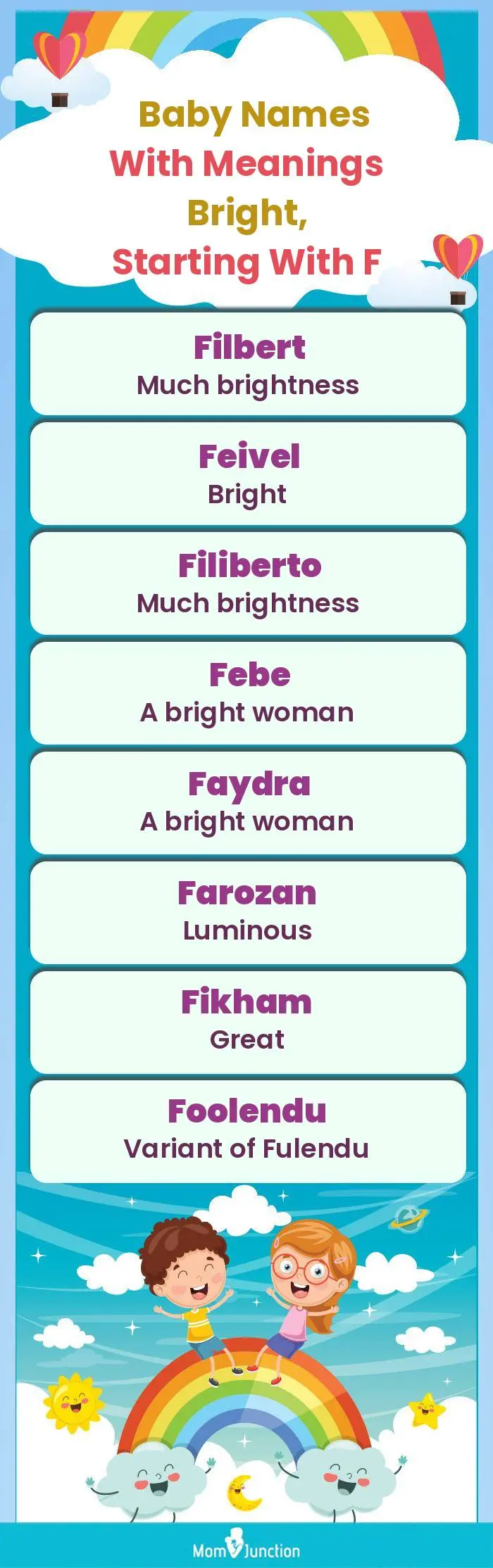  Baby Names with Meanings Bright, Starting With F(infographic)