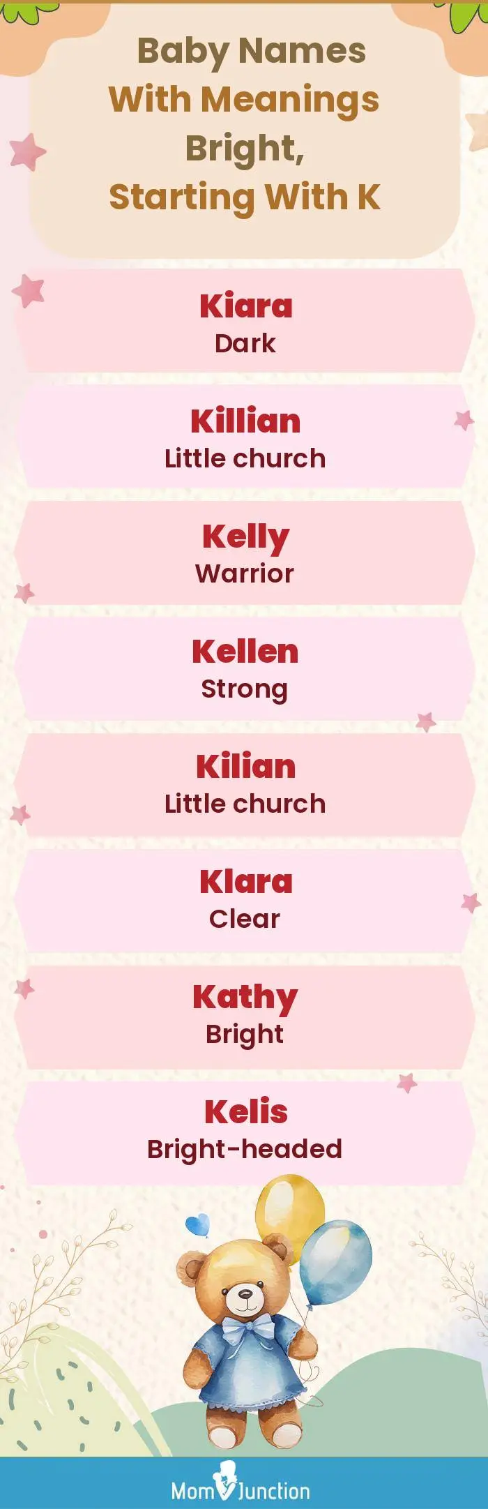  Baby Names with Meanings Bright, Starting With K(infographic)