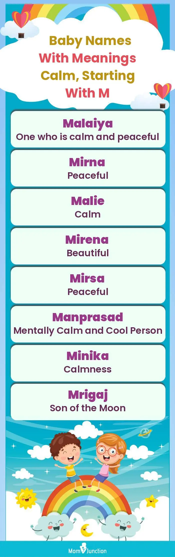  Baby Names with Meanings Calm, Starting With M(infographic)