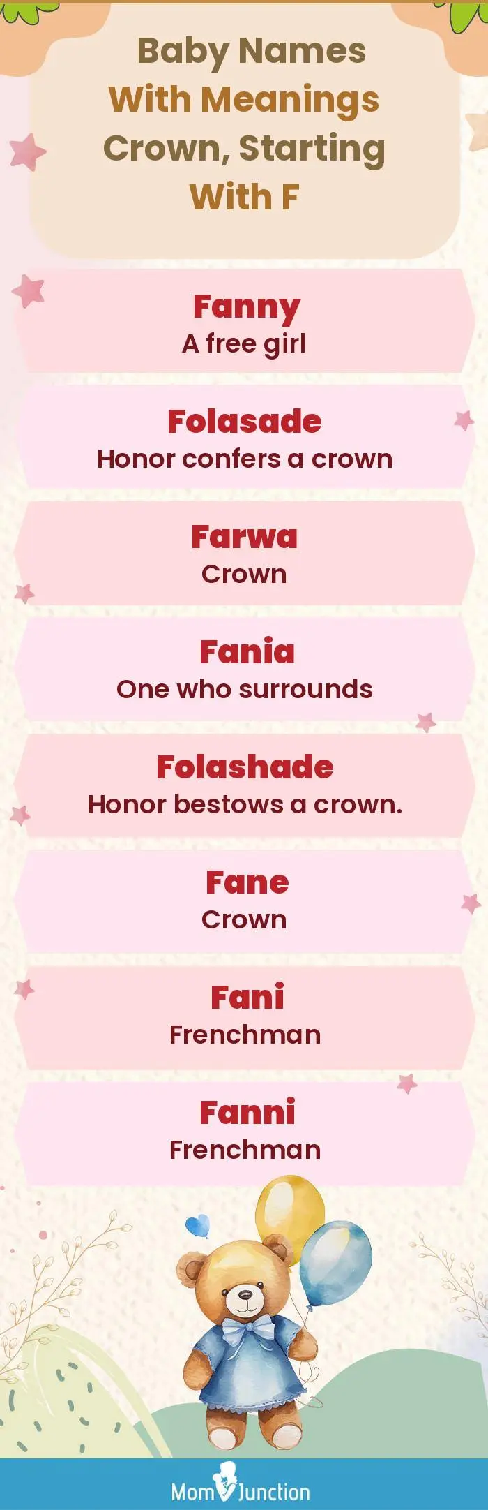  Baby Names with Meanings Crown, Starting With F(infographic)