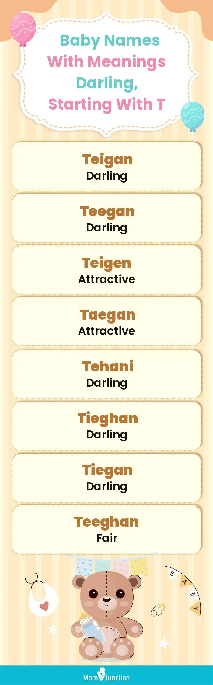  Baby Names with Meanings Darling, Starting With T(infographic)