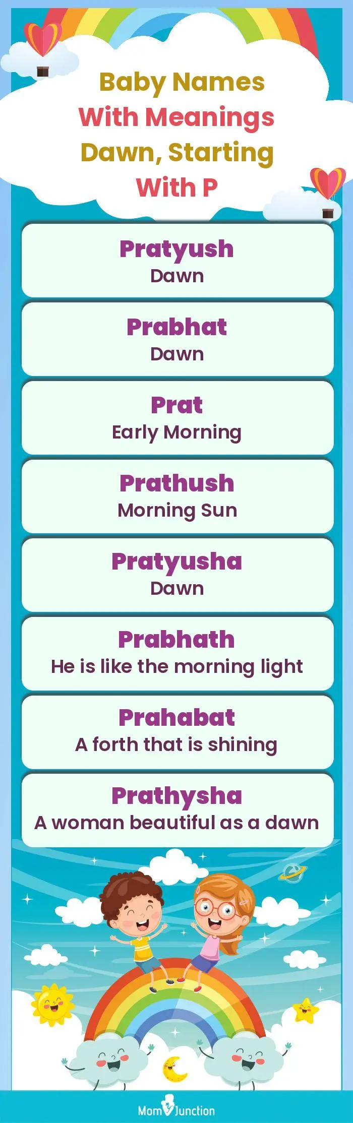  Baby Names with Meanings Dawn, Starting With P(infographic)