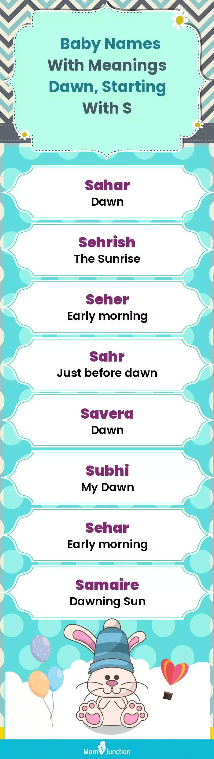  Baby Names with Meanings Dawn, Starting With S(infographic)