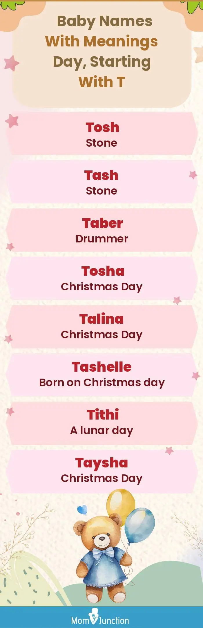  Baby Names with Meanings Day, Starting With T(infographic)