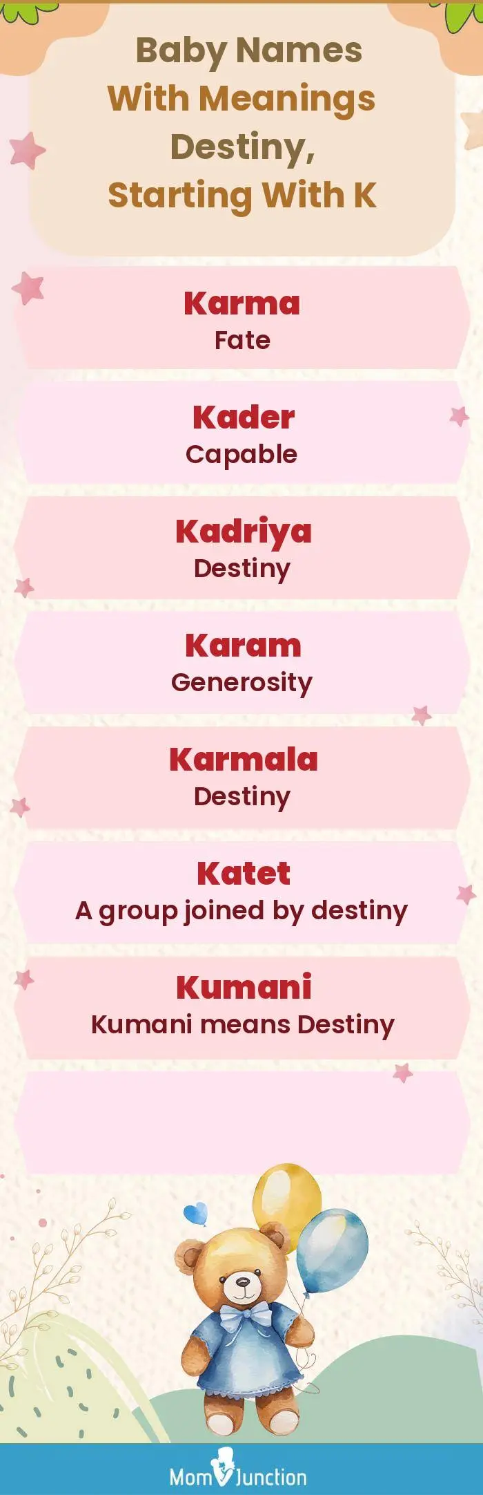  Baby Names with Meanings Destiny, Starting With K(infographic)