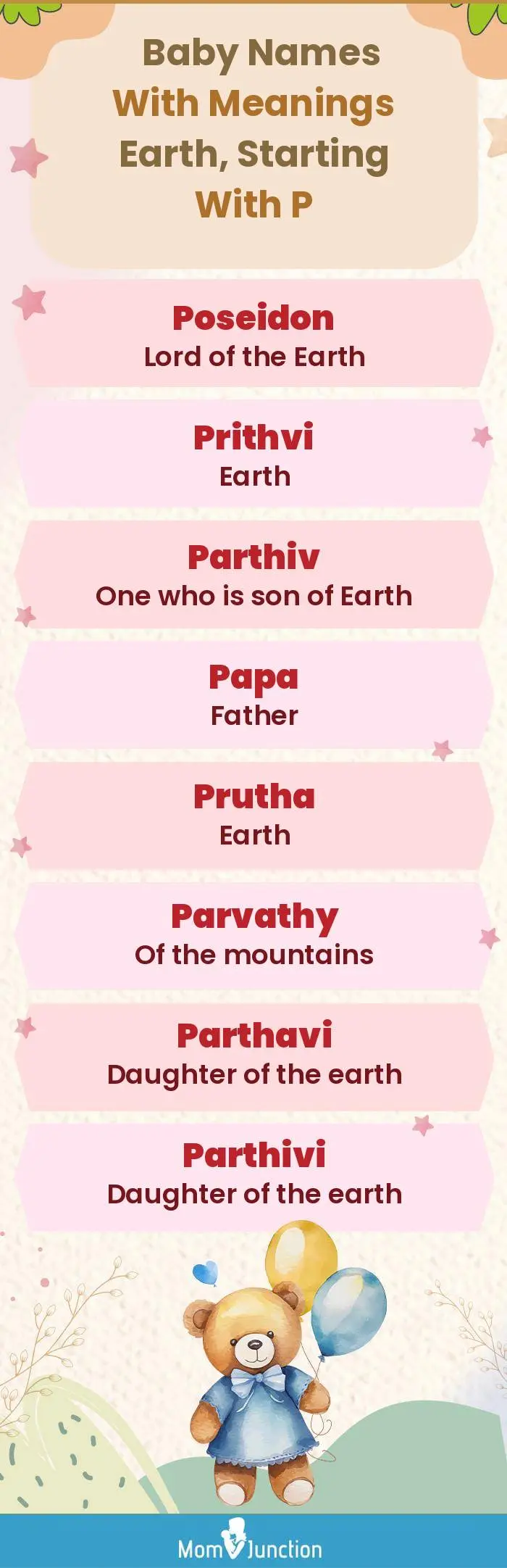  Baby Names with Meanings Earth, Starting With P(infographic)