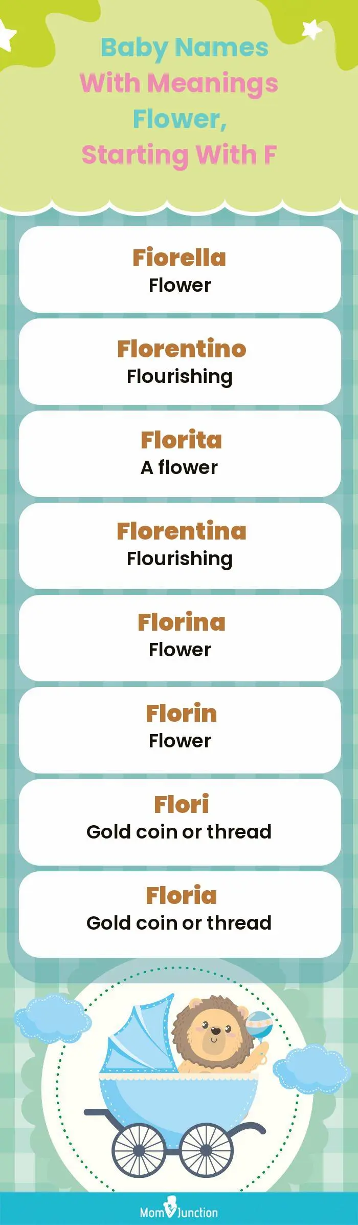  Baby Names with Meanings Flower, Starting With F(infographic)