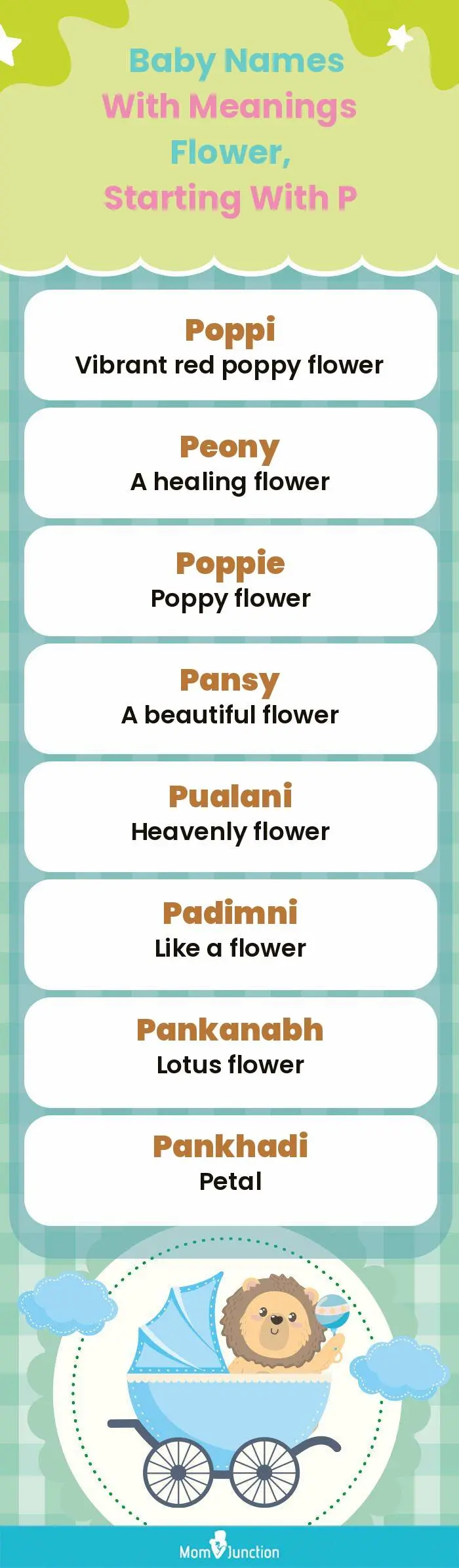  Baby Names with Meanings Flower, Starting With P(infographic)