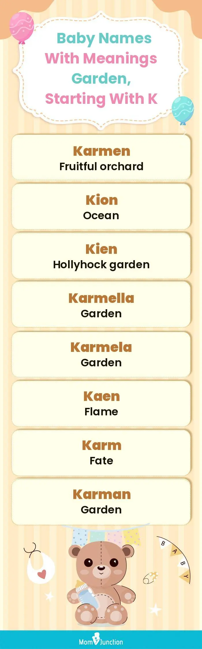  Baby Names with Meanings Garden, Starting With K(infographic)