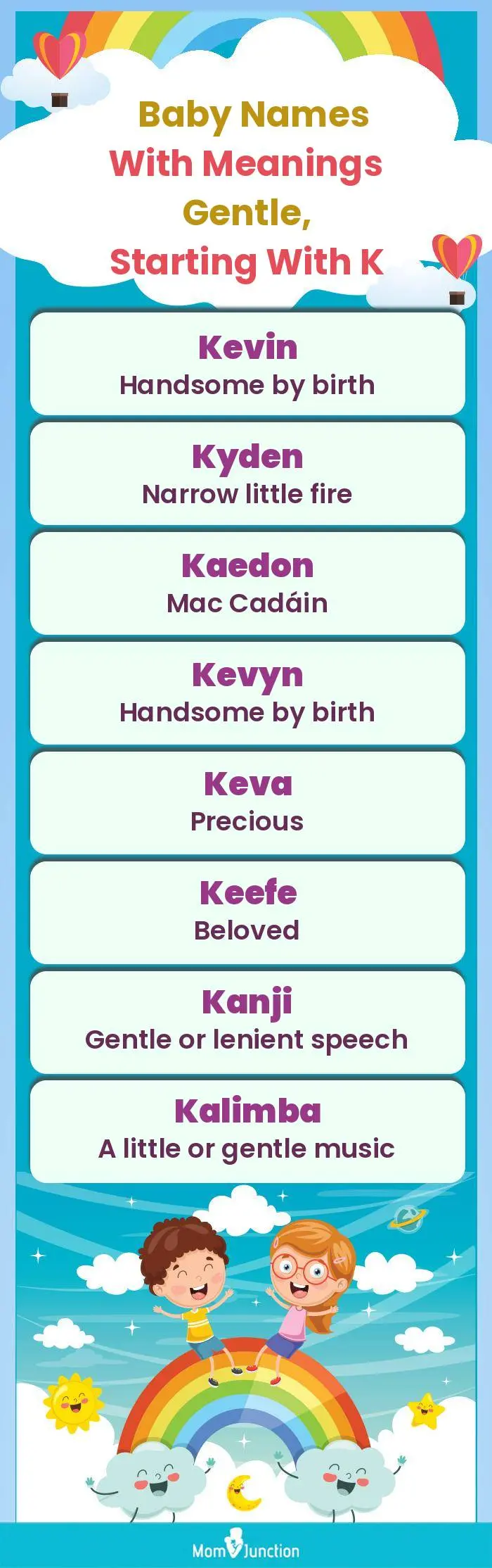  Baby Names with Meanings Gentle, Starting With K(infographic)