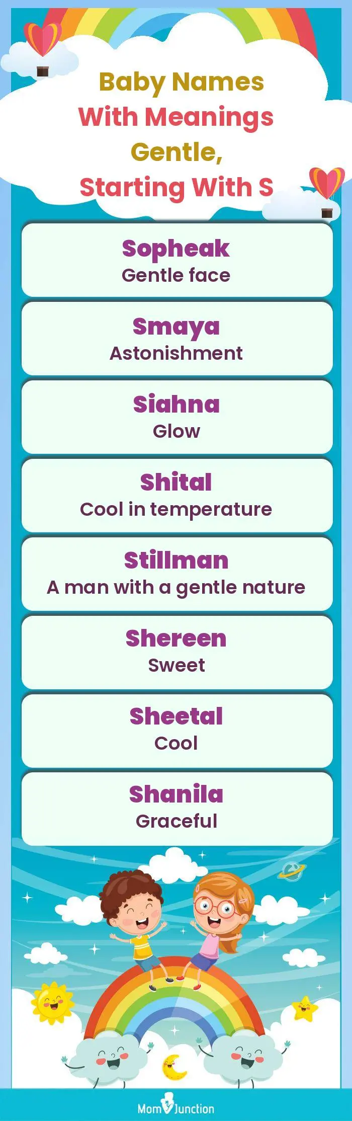  Baby Names with Meanings Gentle, Starting With S(infographic)