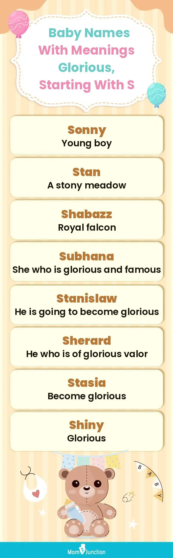  Baby Names with Meanings Glorious, Starting With S(infographic)