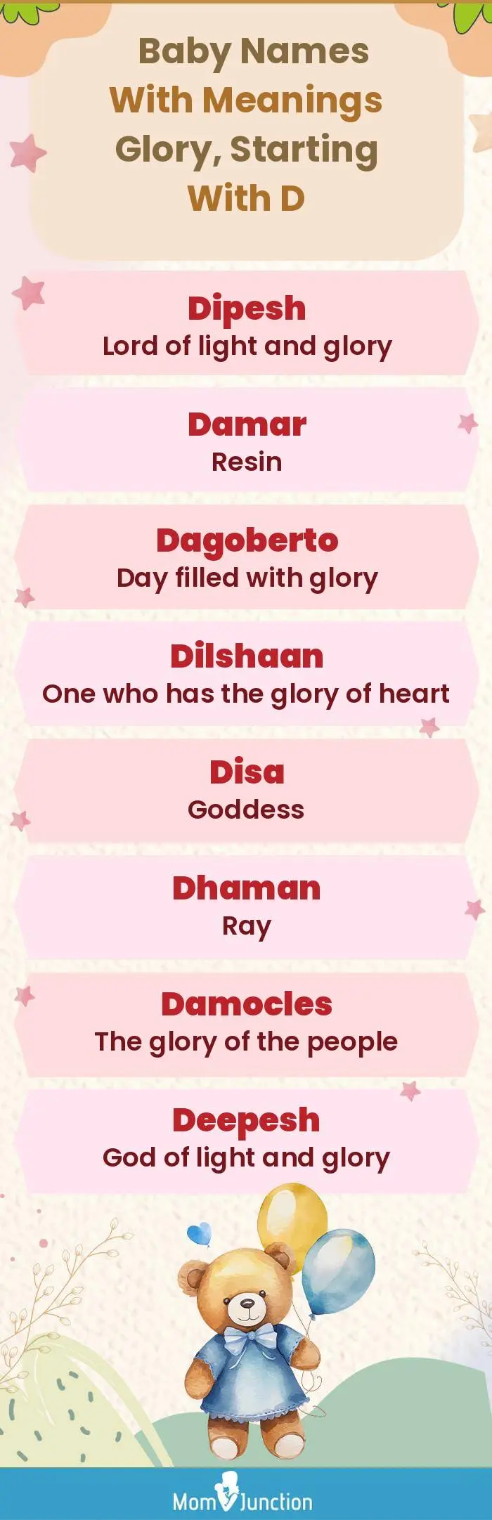  Baby Names with Meanings Glory, Starting With D(infographic)