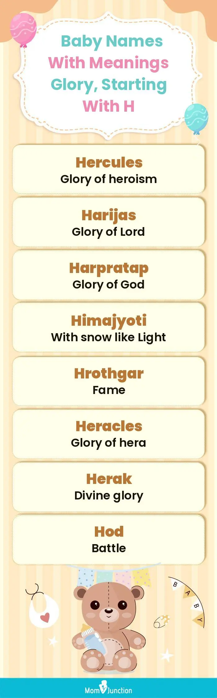  Baby Names with Meanings Glory, Starting With H(infographic)