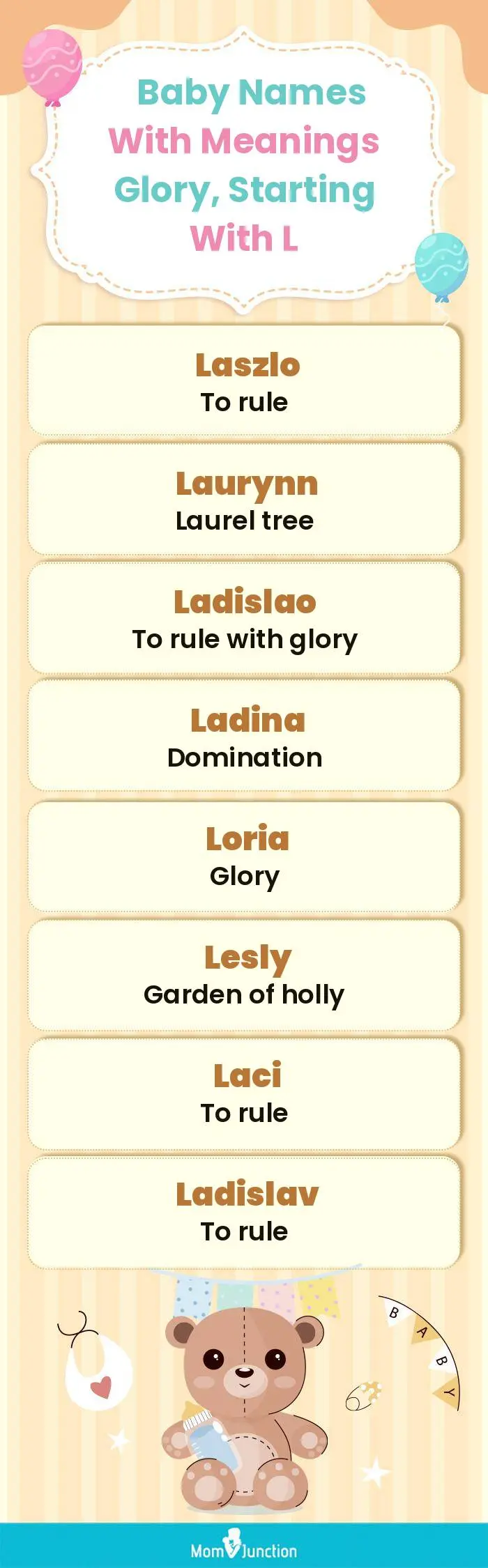  Baby Names with Meanings Glory, Starting With L(infographic)