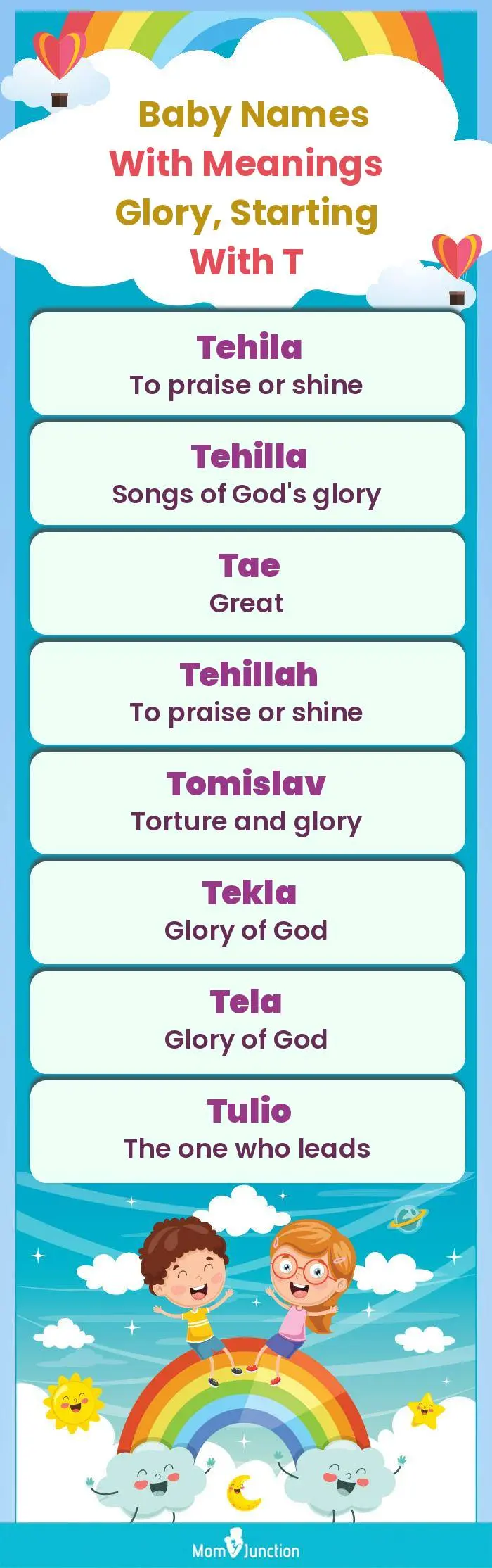  Baby Names with Meanings Glory, Starting With T(infographic)