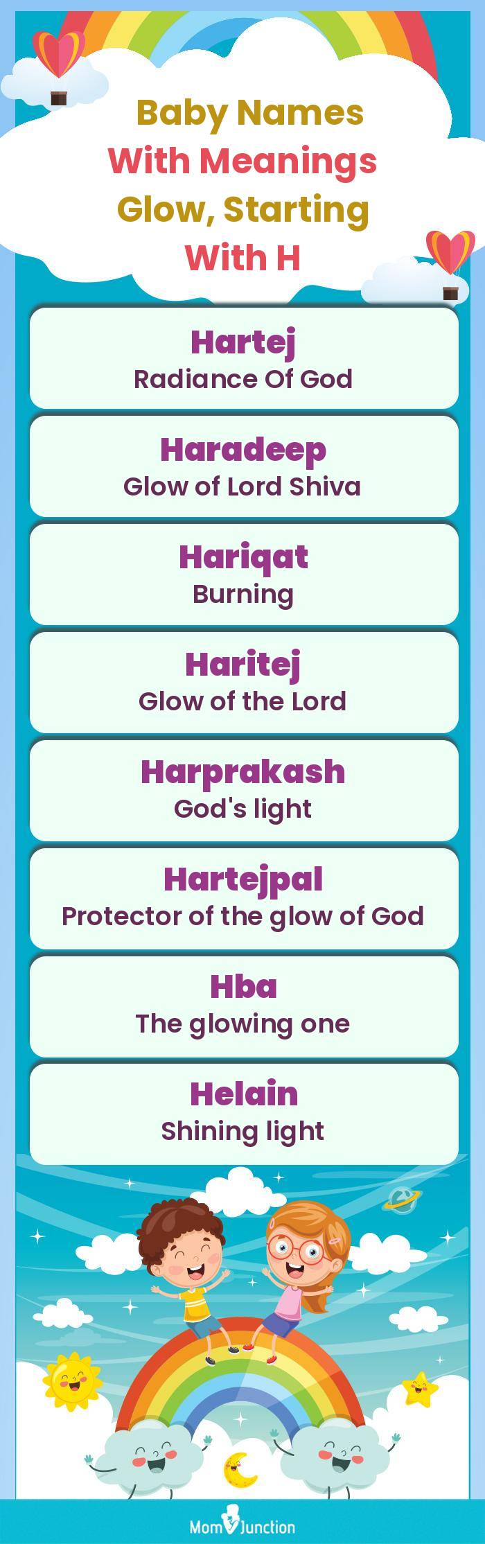  Baby Names with Meanings Glow, Starting With H(infographic)