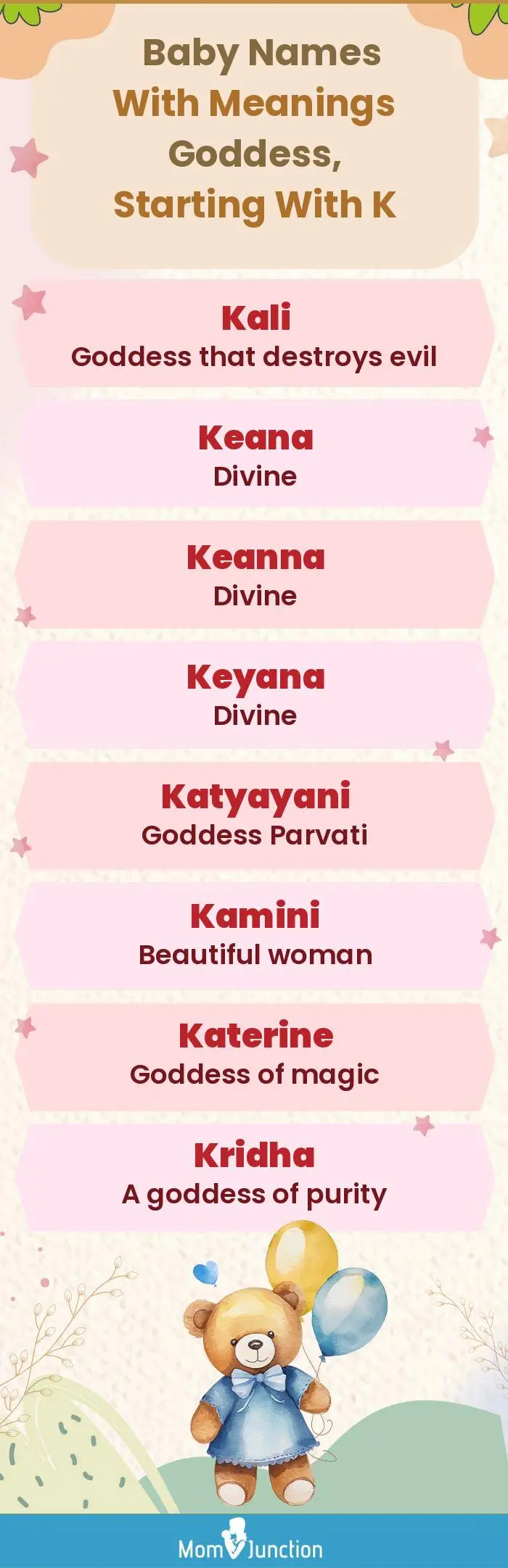  Baby Names with Meanings Goddess, Starting With K(infographic)