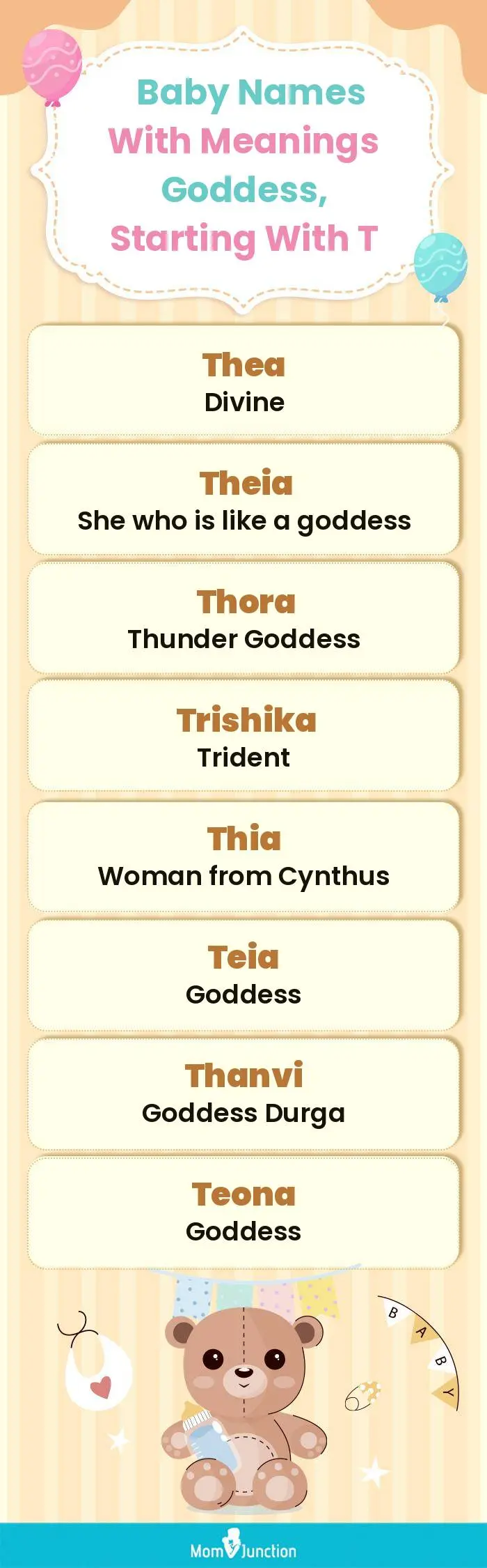  Baby Names with Meanings Goddess, Starting With T(infographic)