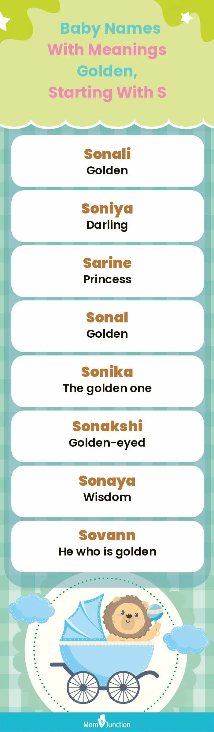  Baby Names with Meanings Golden, Starting With S(infographic)