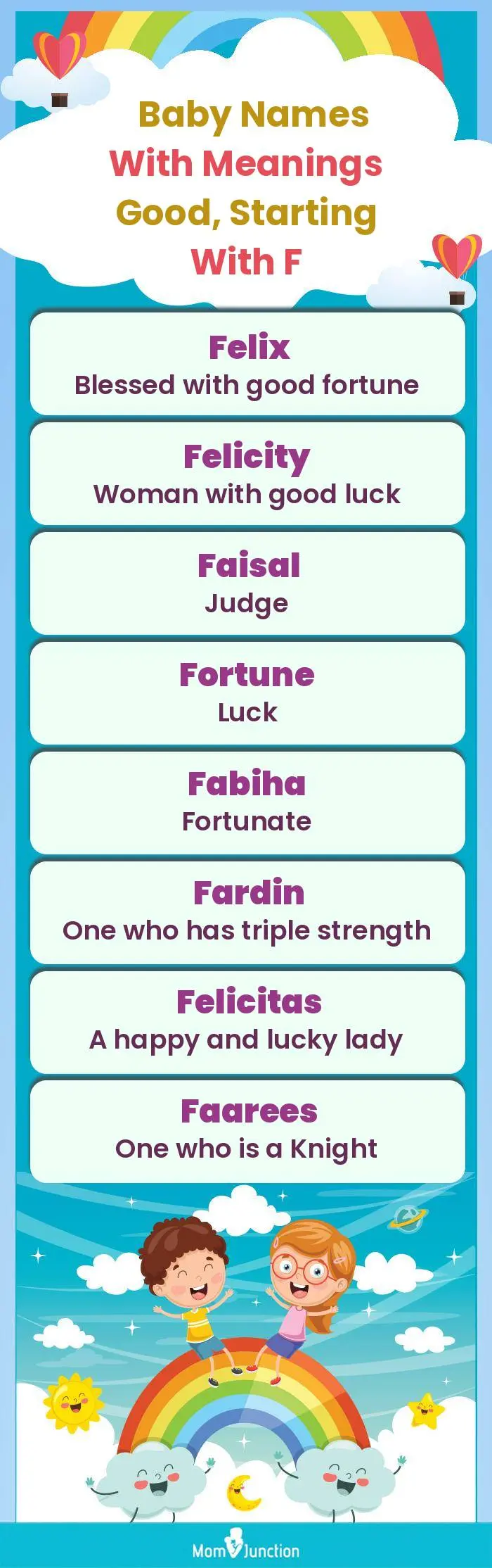  Baby Names with Meanings Good, Starting With F(infographic)