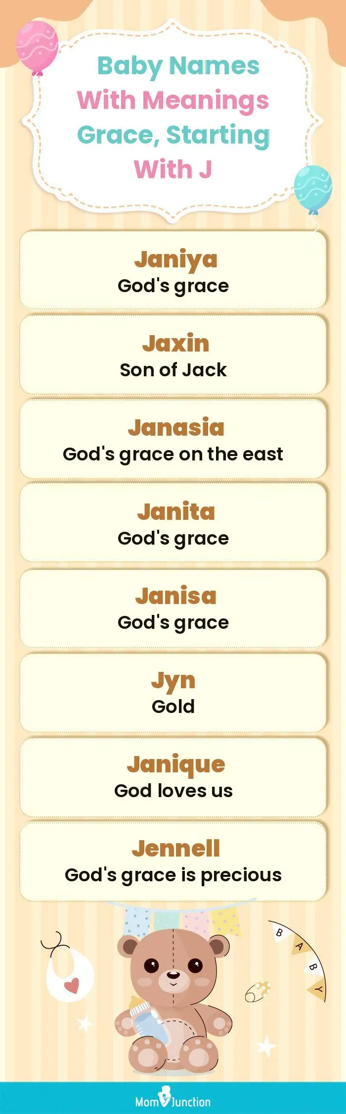  Baby Names with Meanings Grace, Starting With J(infographic)