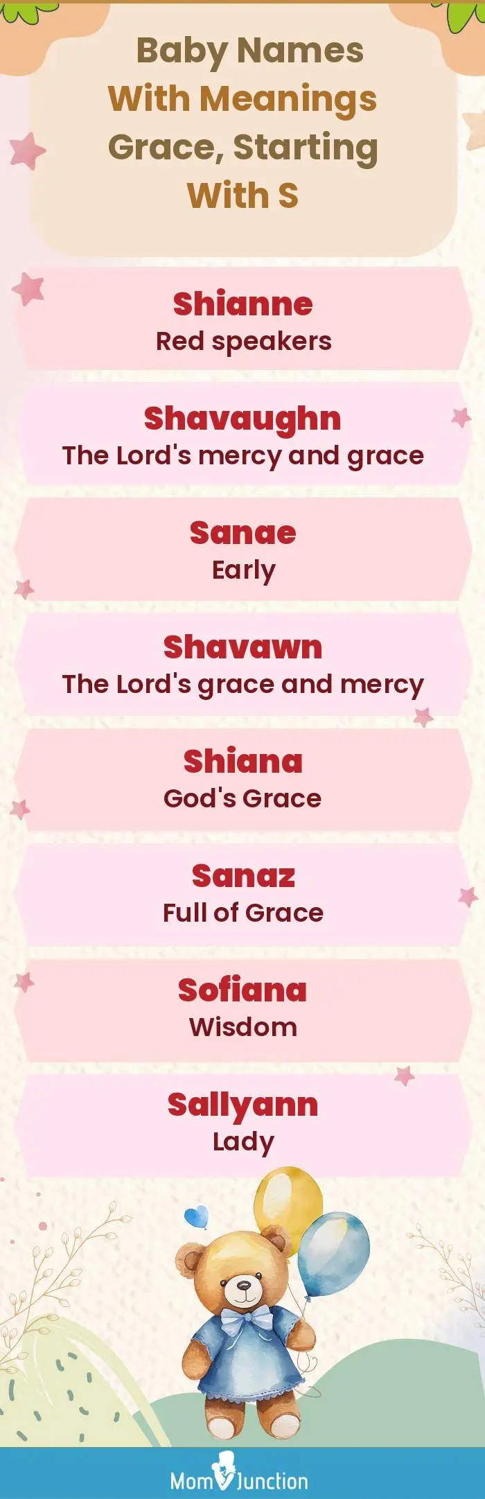  Baby Names with Meanings Grace, Starting With S(infographic)