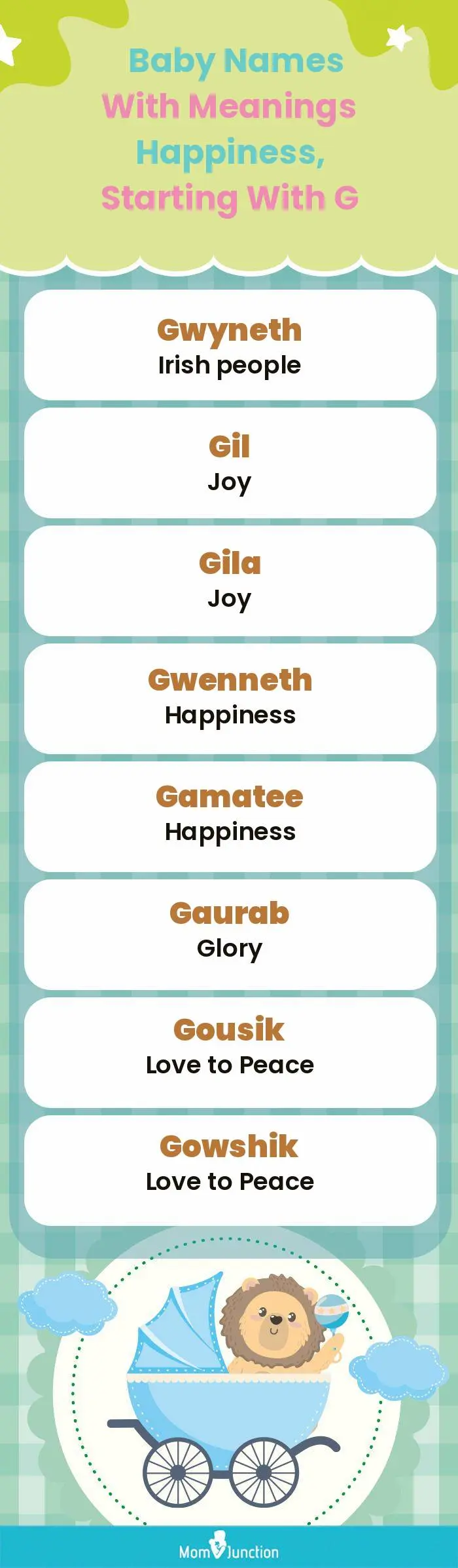  Baby Names with Meanings Happiness, Starting With G(infographic)