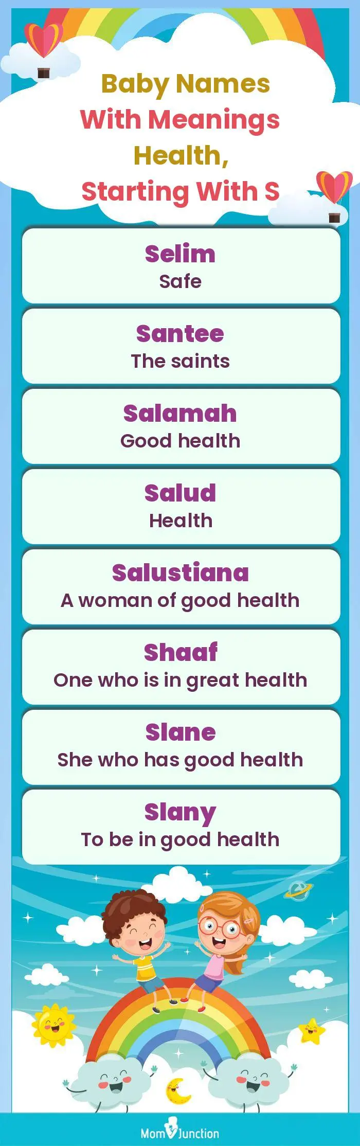  Baby Names with Meanings Health, Starting With S(infographic)