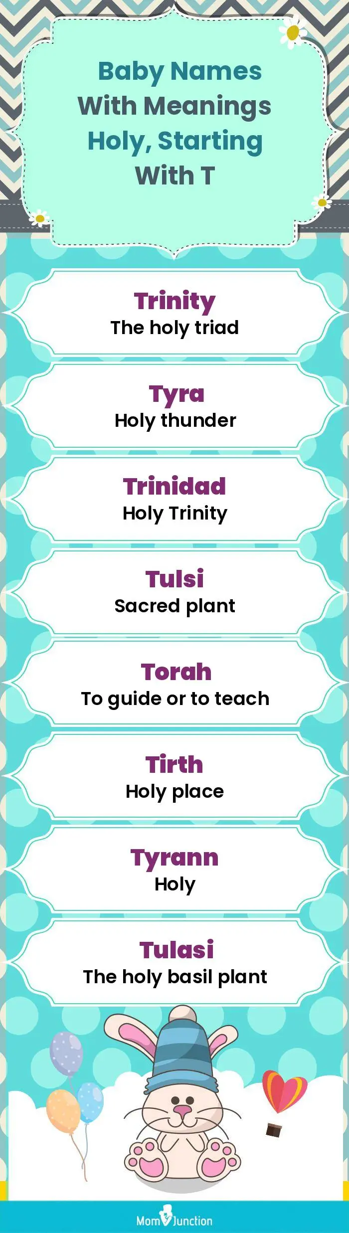  Baby Names with Meanings Holy, Starting With T(infographic)