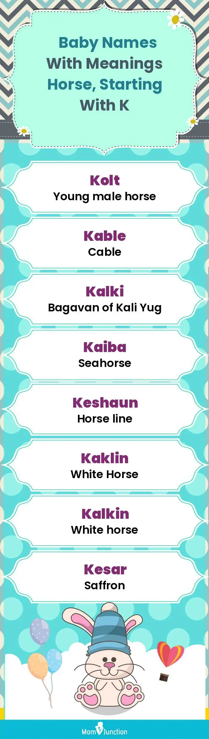  Baby Names with Meanings Horse, Starting With K(infographic)