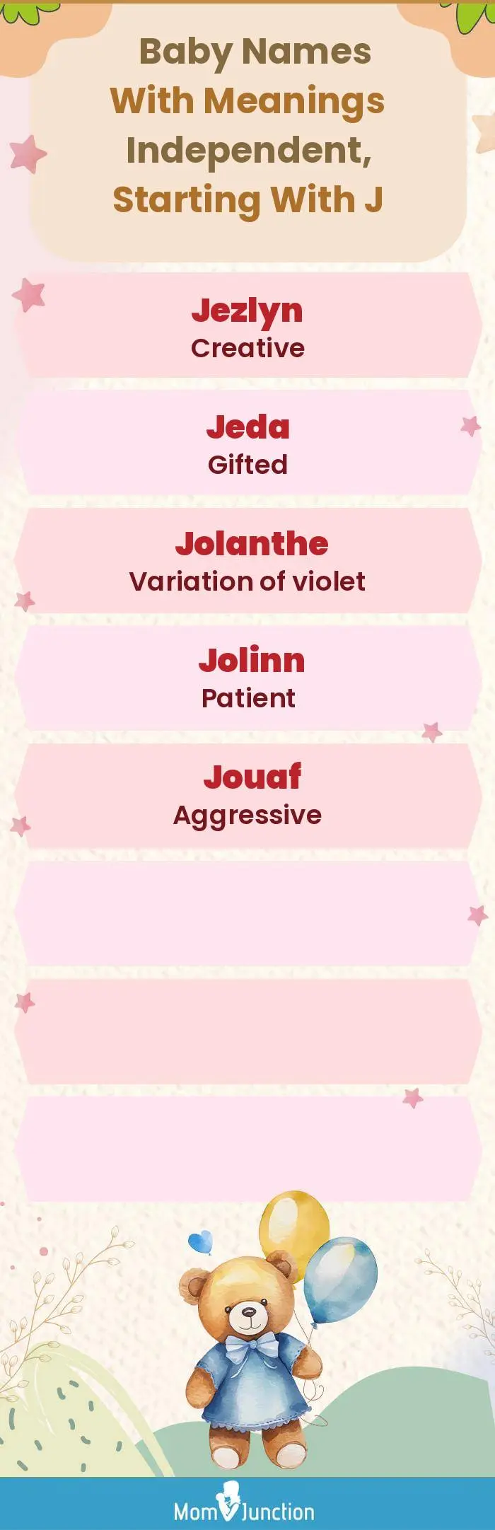  Baby Names with Meanings Independent, Starting With J(infographic)