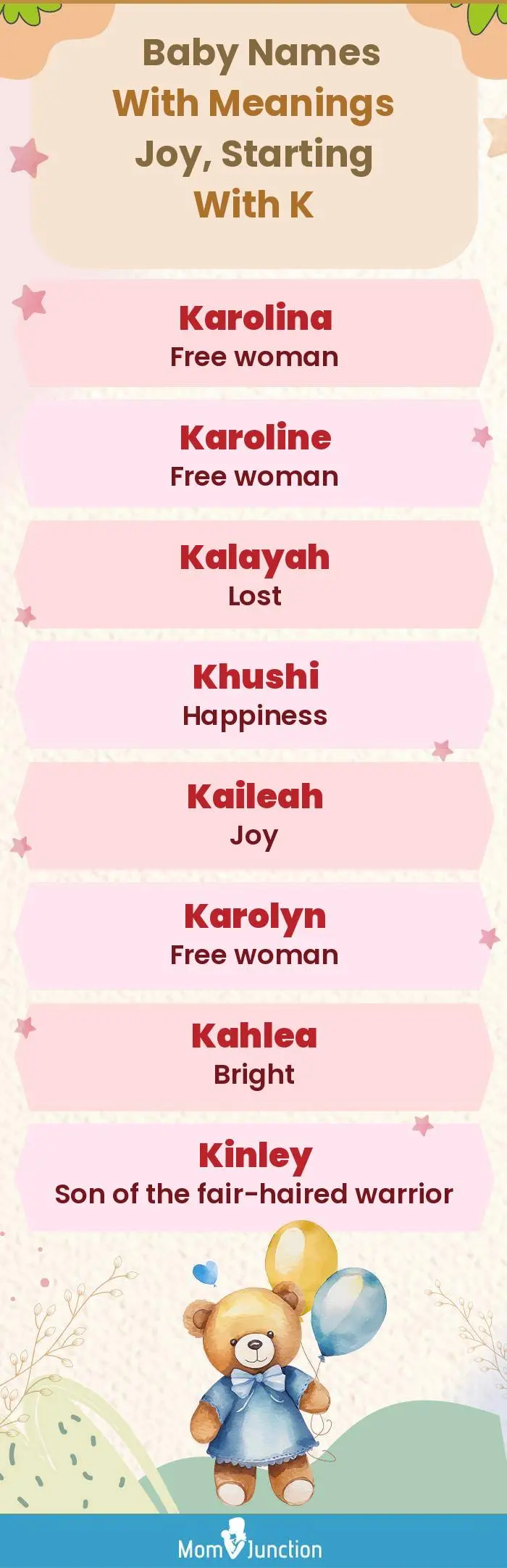  Baby Names with Meanings Joy, Starting With K(infographic)