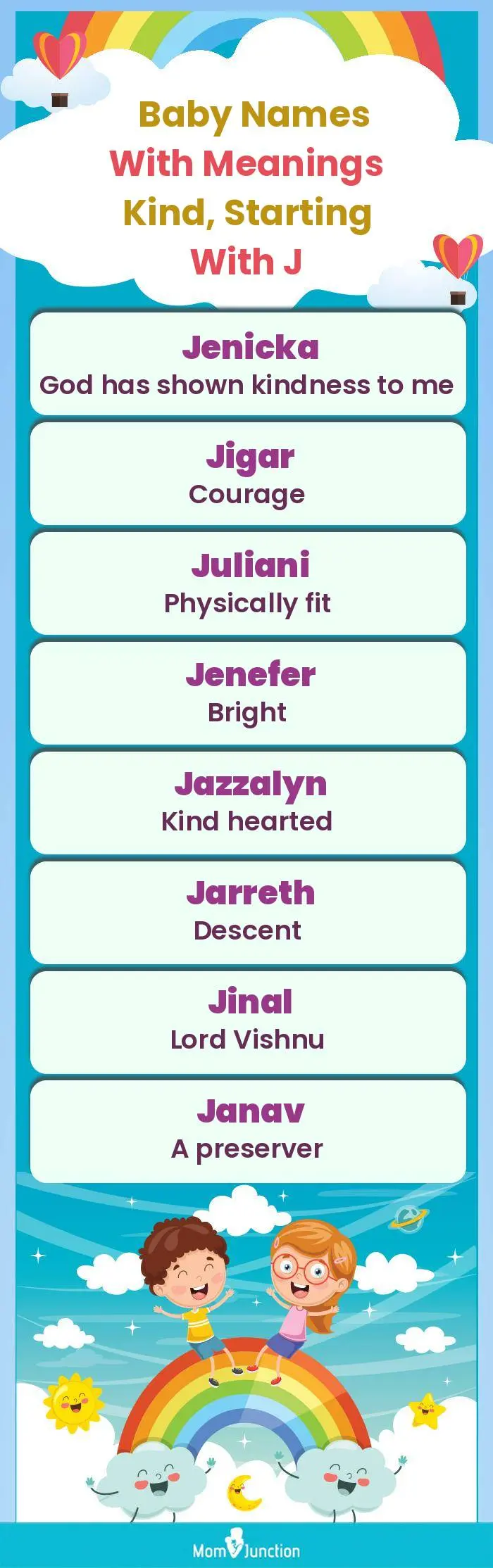  Baby Names with Meanings Kind, Starting With J(infographic)