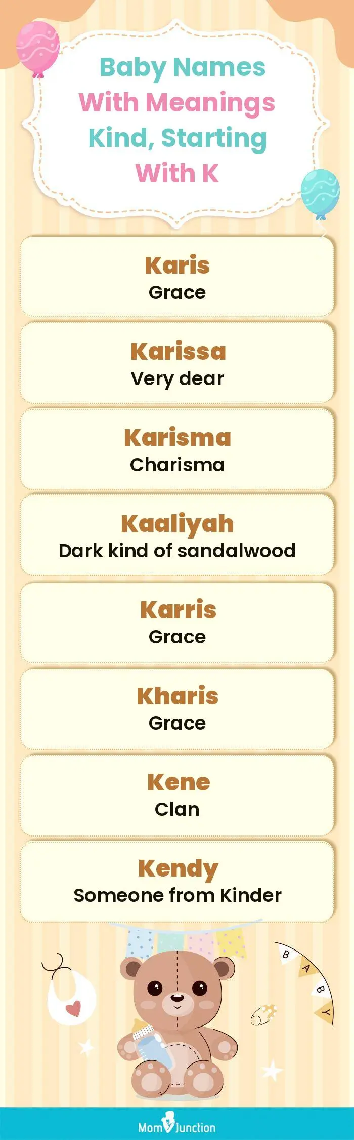  Baby Names with Meanings Kind, Starting With K(infographic)