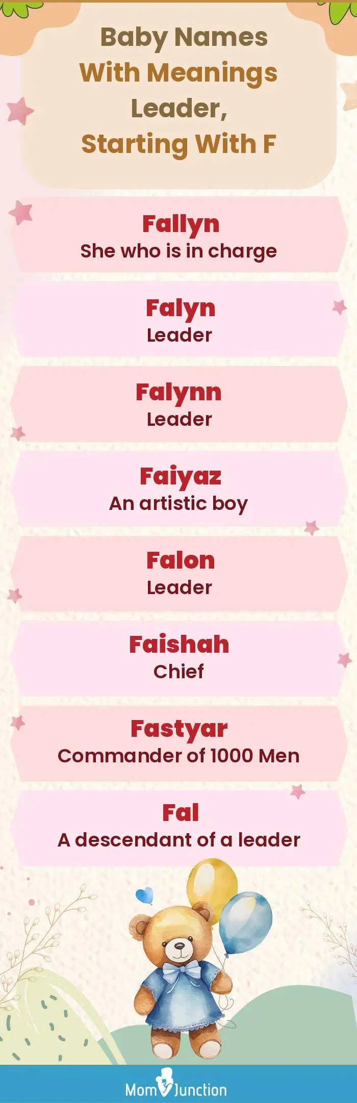  Baby Names with Meanings Leader, Starting With F(infographic)